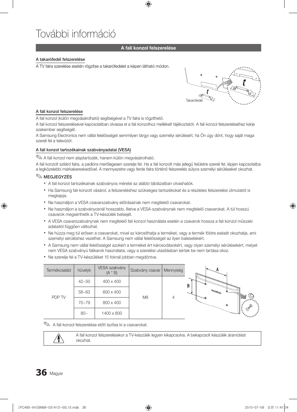 További információ | Samsung PS50C490B3W User Manual | Page 78 / 422