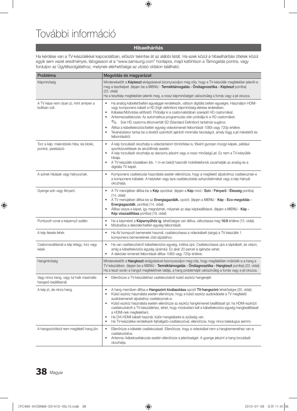 További információ | Samsung PS50C490B3W User Manual | Page 80 / 422