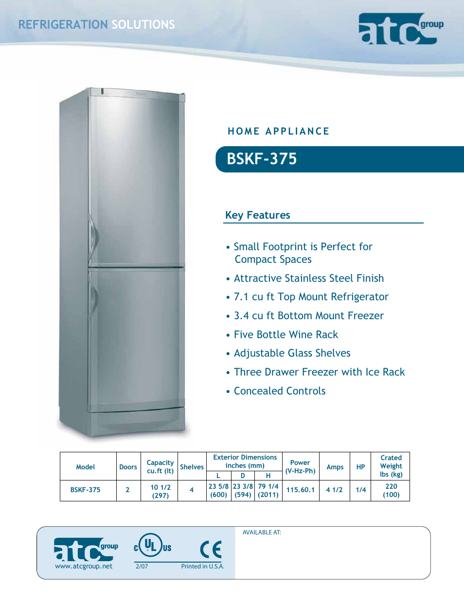 ATC Group BSKF-375 User Manual | 2 pages