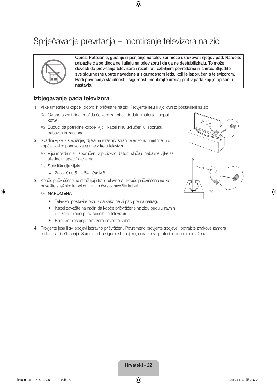 Izbjegavanje pada televizora | Samsung PS64F8500SL User Manual | Page 142 / 385