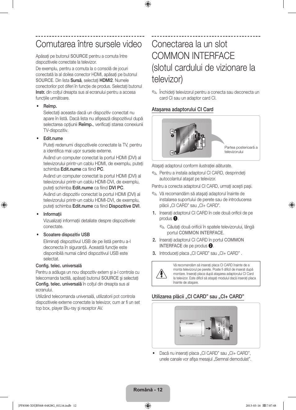 Comutarea între sursele video | Samsung PS64F8500SL User Manual | Page 204 / 385