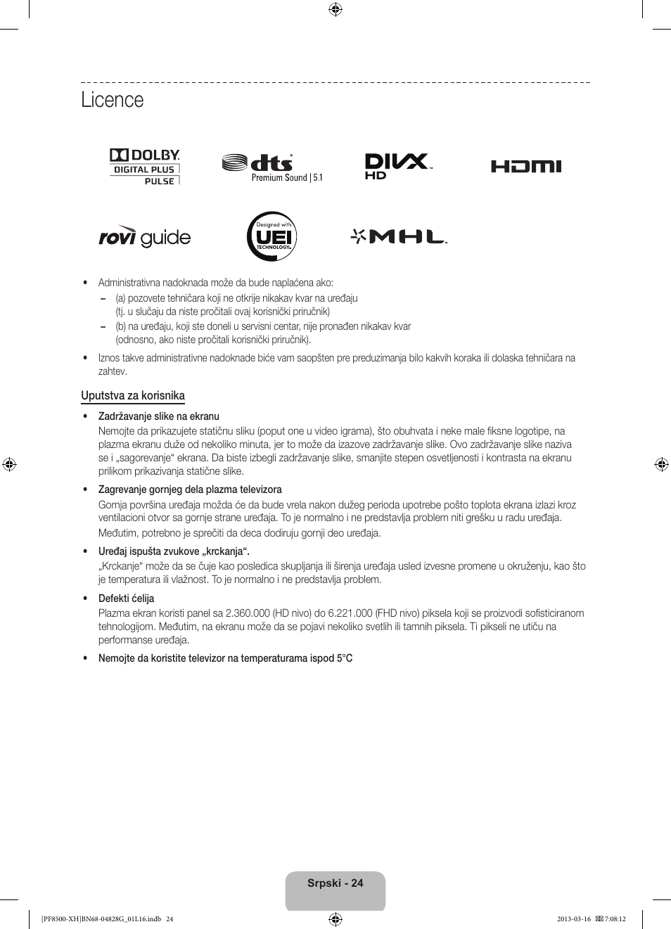 Licence | Samsung PS64F8500SL User Manual | Page 240 / 385
