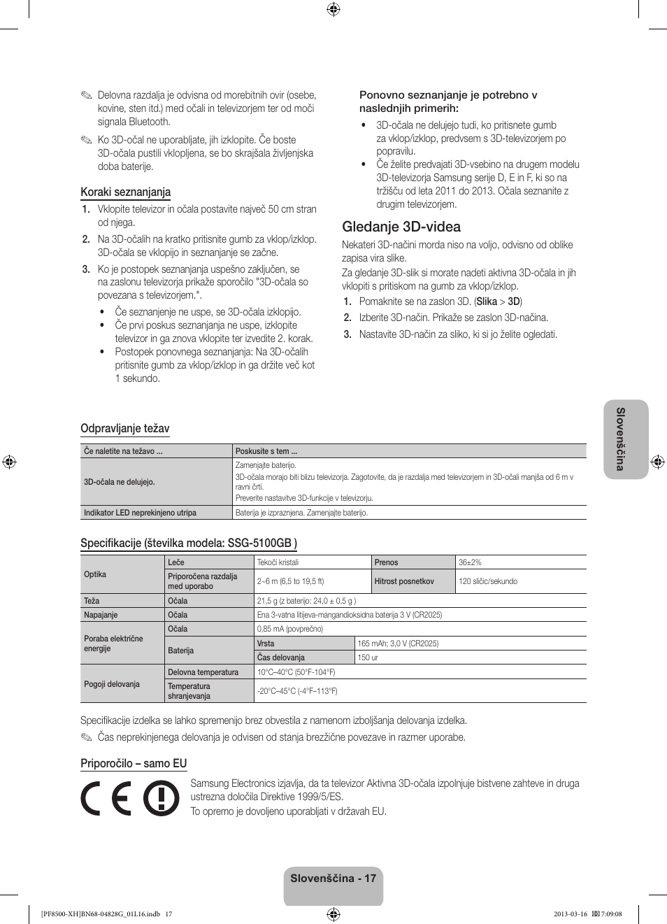 Gledanje 3d-videa | Samsung PS64F8500SL User Manual | Page 305 / 385