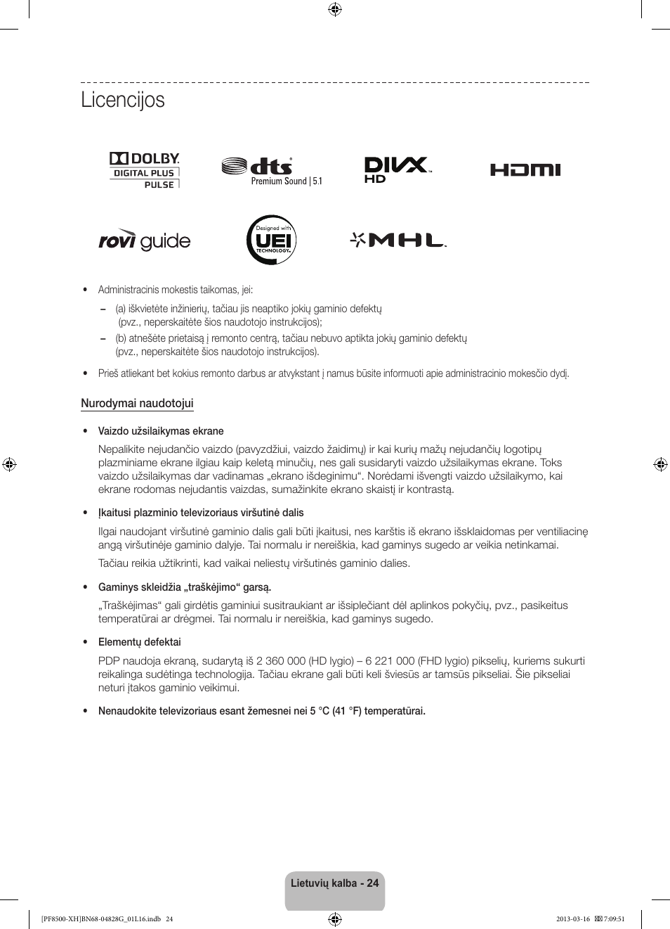 Licencijos | Samsung PS64F8500SL User Manual | Page 360 / 385