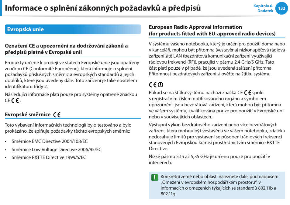 Informace o splnění zákonných požadavků a předpisů | Samsung NP270E5GI User Manual | Page 123 / 134