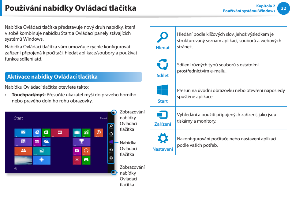 Používání nabídky ovládací tlačítka, Aktivace nabídky ovládací tlačítka | Samsung NP270E5GI User Manual | Page 35 / 134