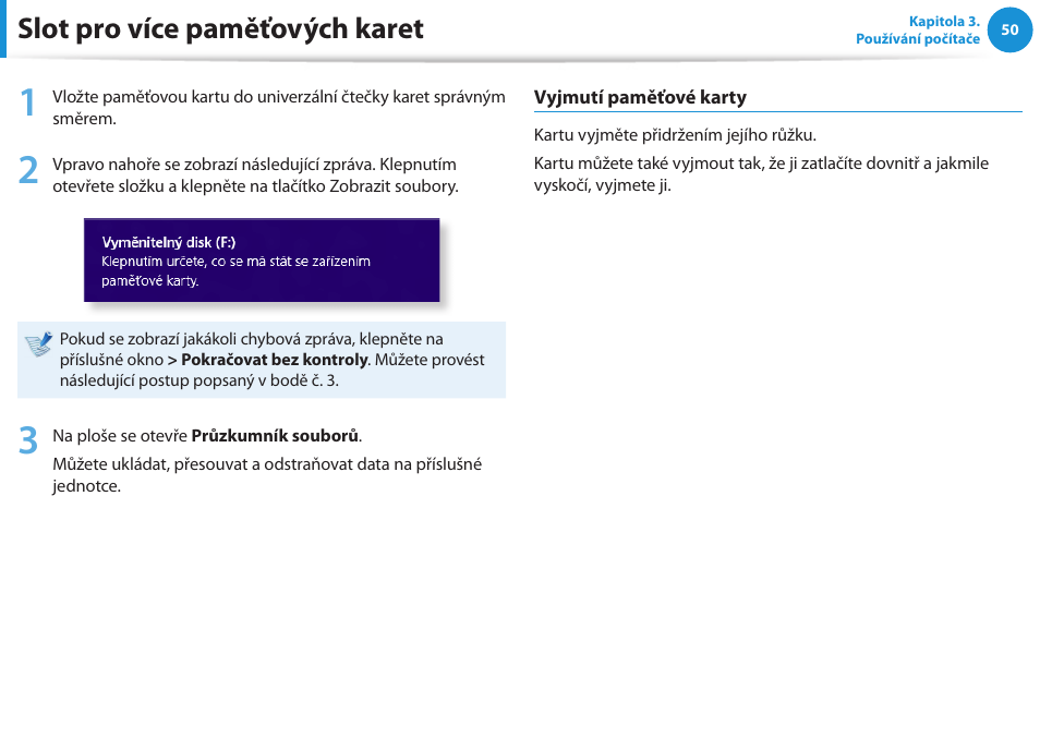 Slot pro více paměťových karet | Samsung NP270E5GI User Manual | Page 53 / 134