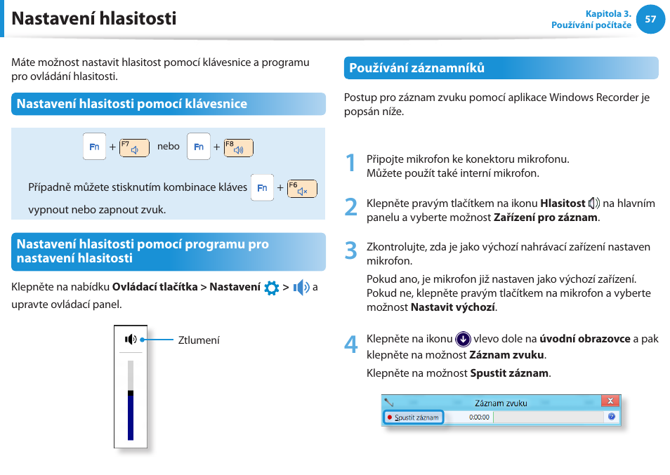 Nastavení hlasitosti | Samsung NP270E5GI User Manual | Page 60 / 134