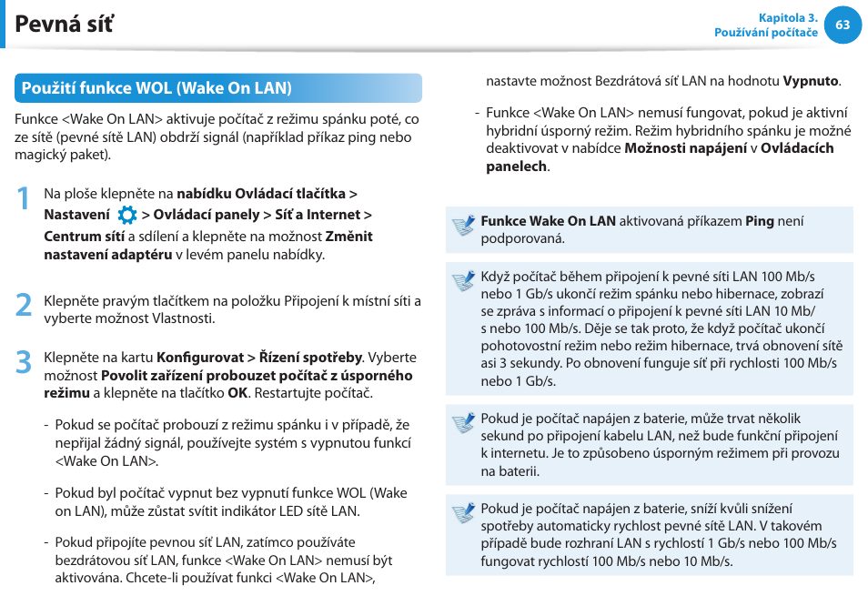 Pevná síť | Samsung NP270E5GI User Manual | Page 66 / 134