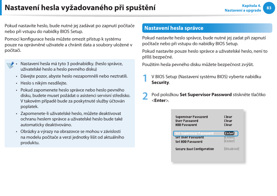 Nastavení hesla vyžadovaného při spuštění | Samsung NP270E5GI User Manual | Page 86 / 134