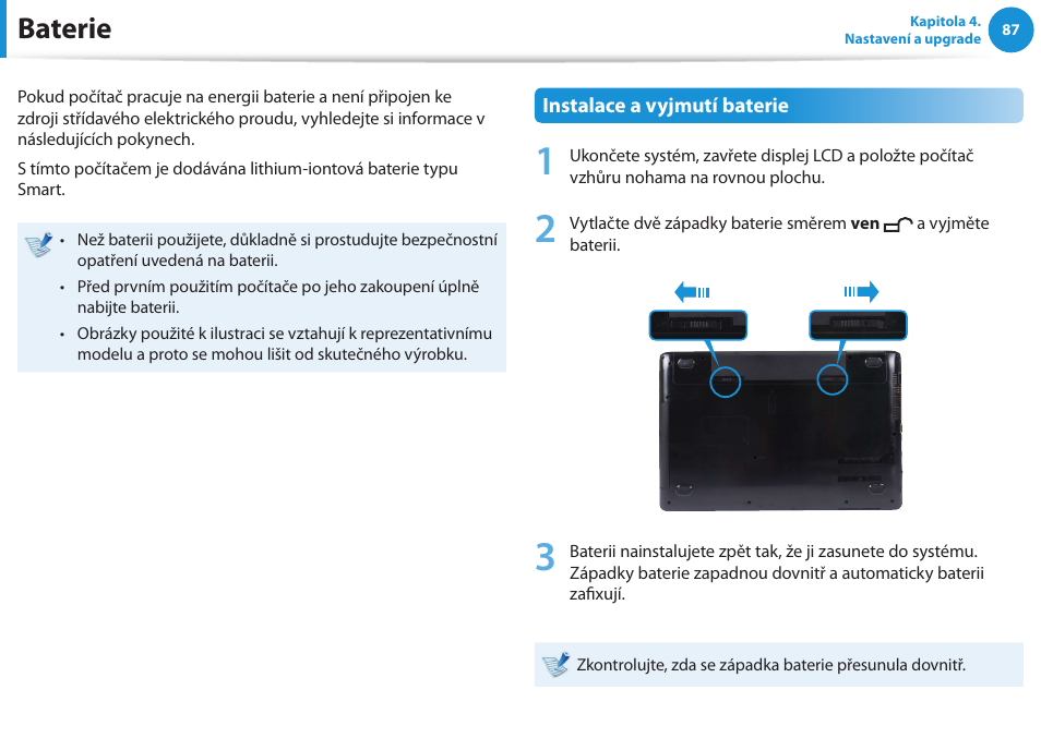Baterie | Samsung NP270E5GI User Manual | Page 90 / 134