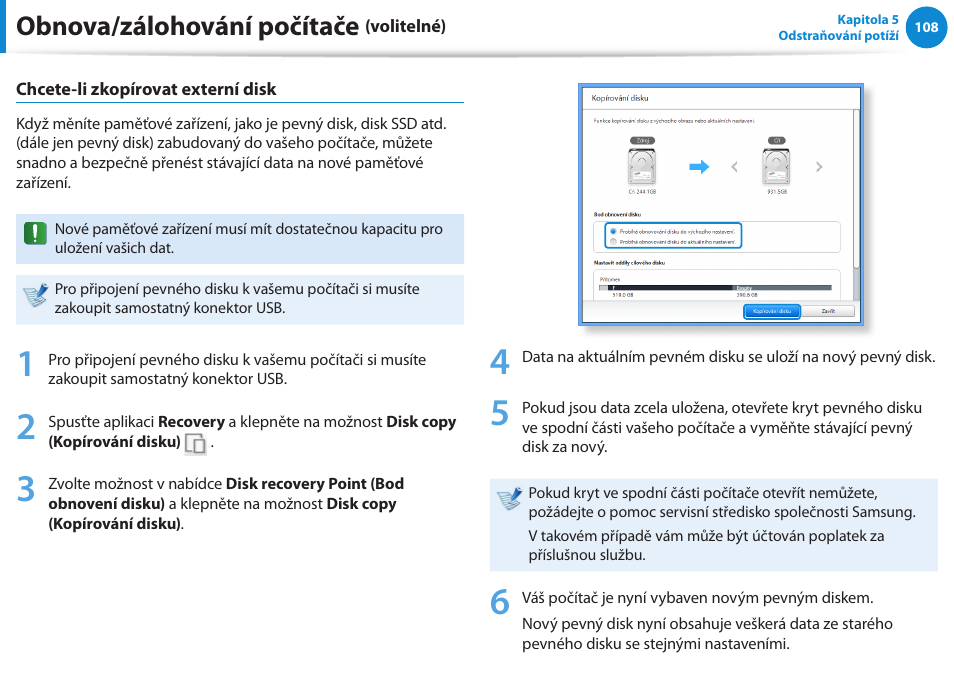 Obnova/zálohování počítače | Samsung NP270E5GI User Manual | Page 99 / 134