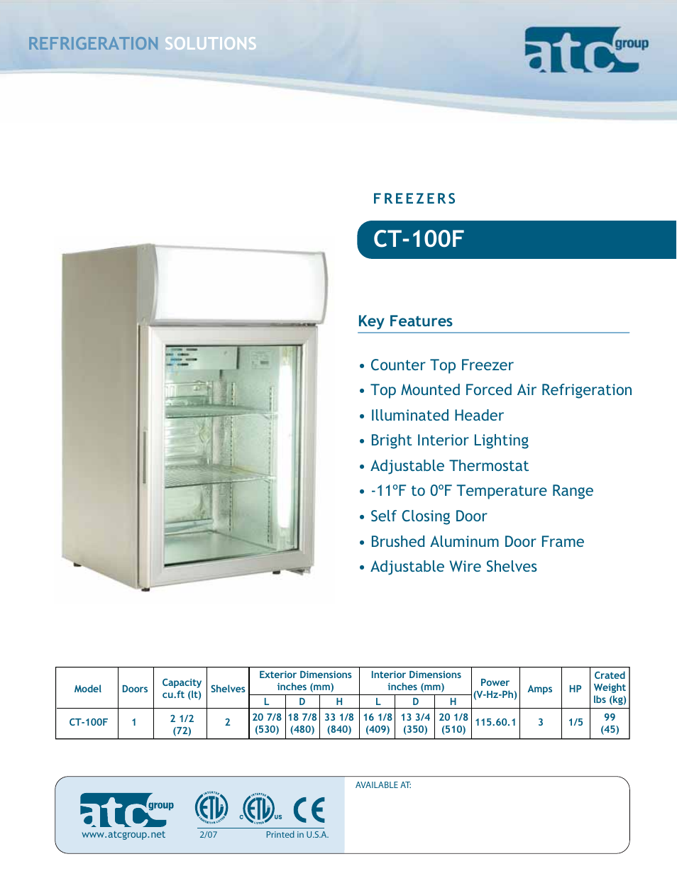 ATC Group CT-100F User Manual | 2 pages