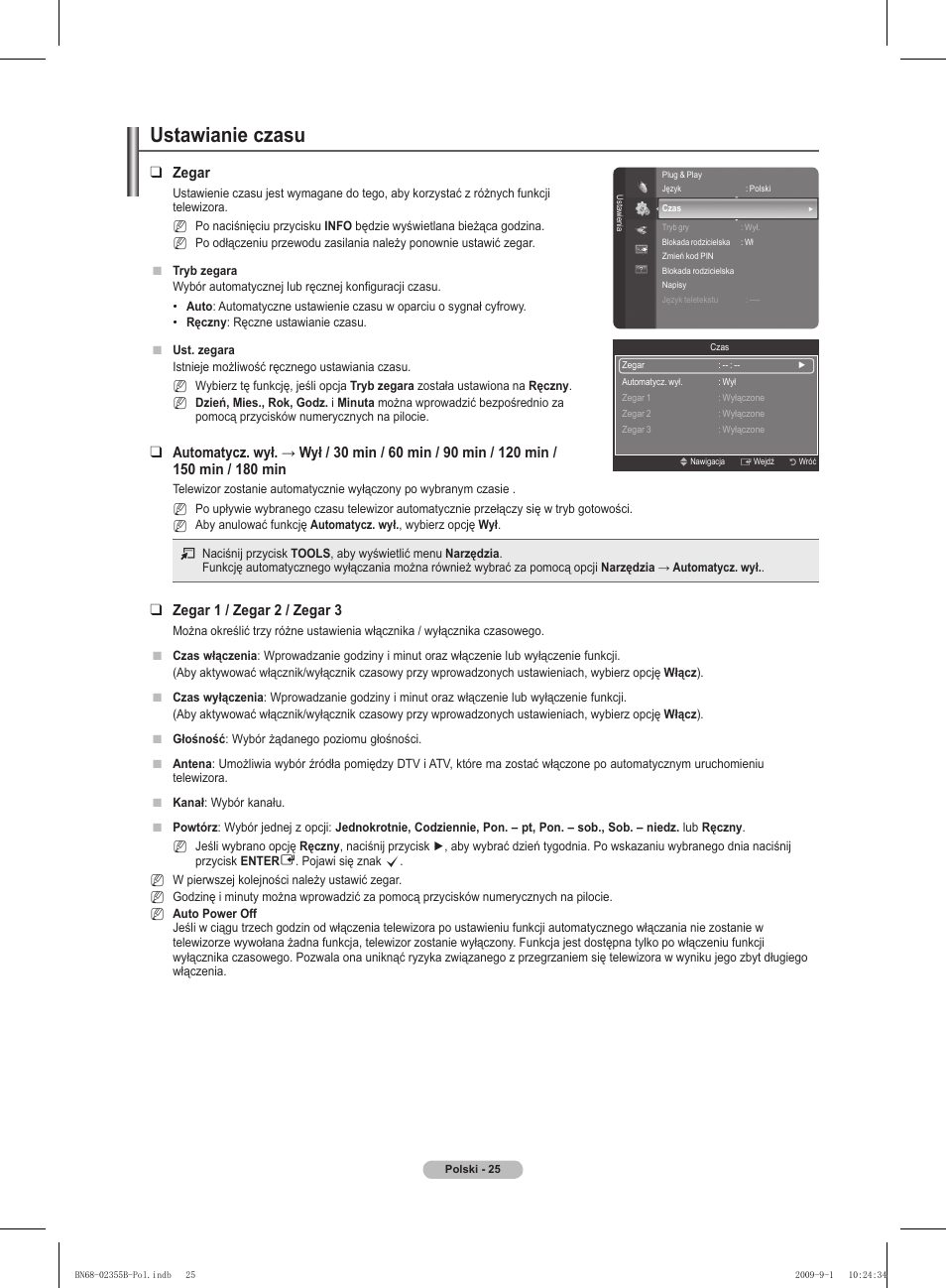 Ustawianie czasu | Samsung PS50B530S2W User Manual | Page 101 / 382