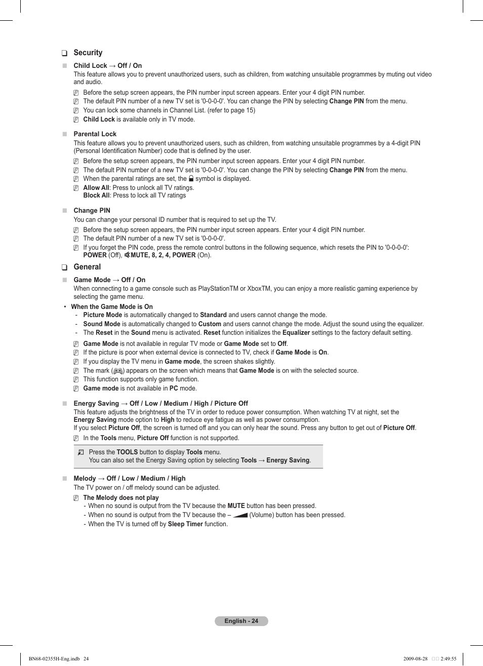 Samsung PS50B530S2W User Manual | Page 24 / 382