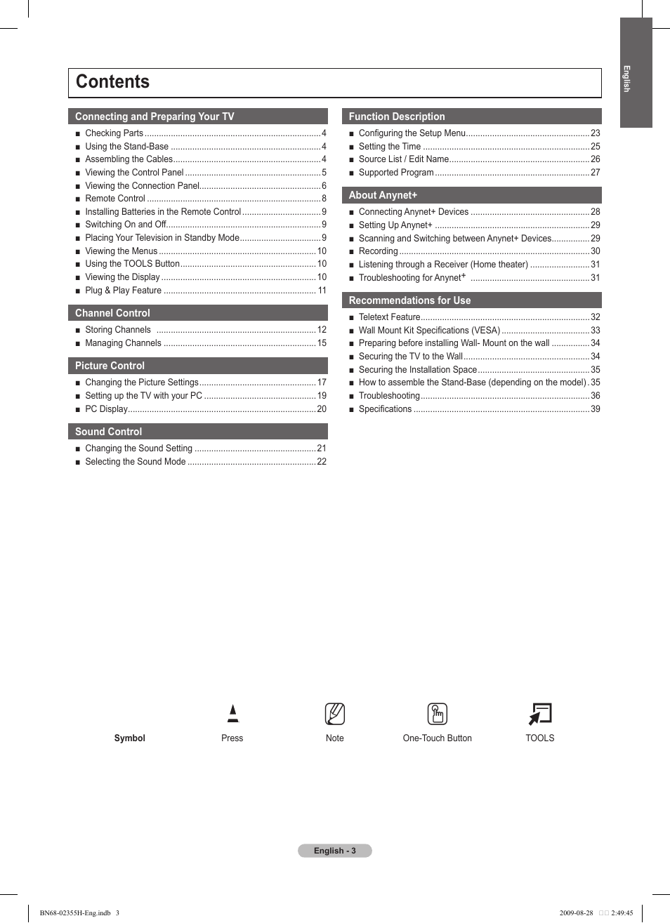 Samsung PS50B530S2W User Manual | Page 3 / 382