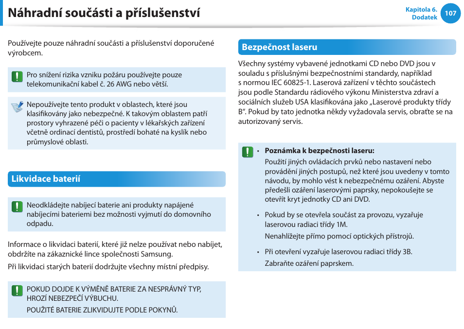 Náhradní součásti a příslušenství | Samsung NP370R5E User Manual | Page 108 / 133