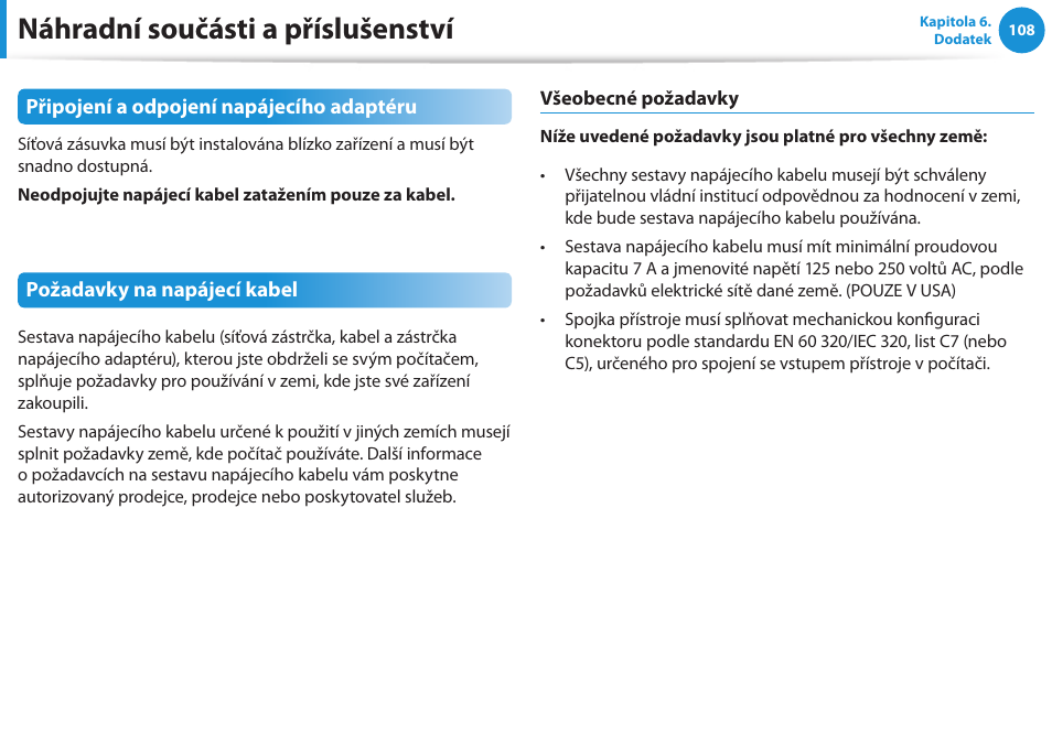 Náhradní součásti a příslušenství | Samsung NP370R5E User Manual | Page 109 / 133