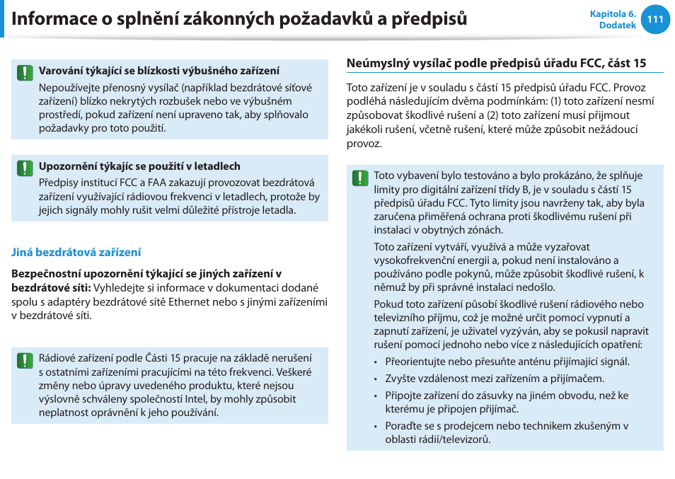 Informace o splnění zákonných požadavků a předpisů | Samsung NP370R5E User Manual | Page 112 / 133