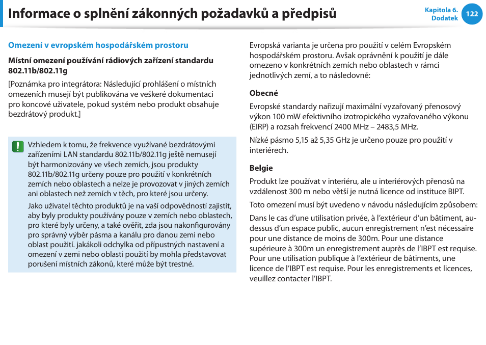 Informace o splnění zákonných požadavků a předpisů | Samsung NP370R5E User Manual | Page 123 / 133