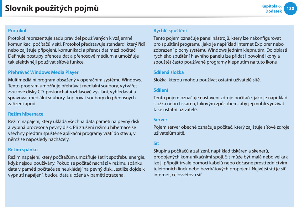 Slovník použitých pojmů | Samsung NP370R5E User Manual | Page 131 / 133
