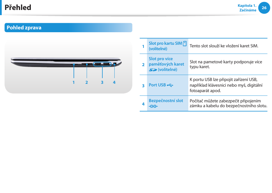 Přehled, Pohled zprava | Samsung NP370R5E User Manual | Page 27 / 133