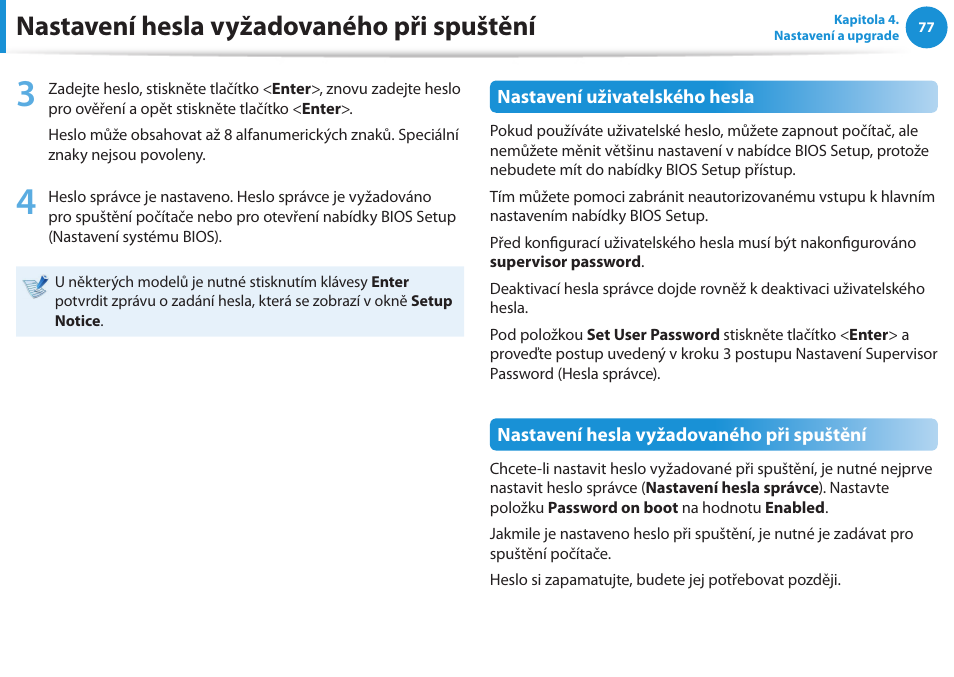 Nastavení hesla vyžadovaného při spuštění | Samsung NP370R5E User Manual | Page 78 / 133