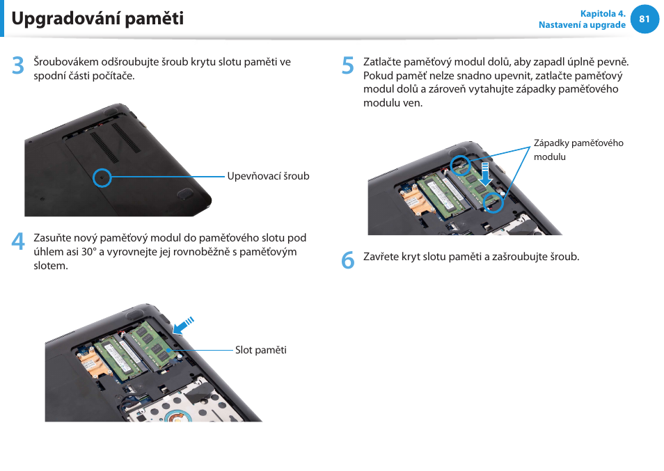 Upgradování paměti | Samsung NP370R5E User Manual | Page 82 / 133
