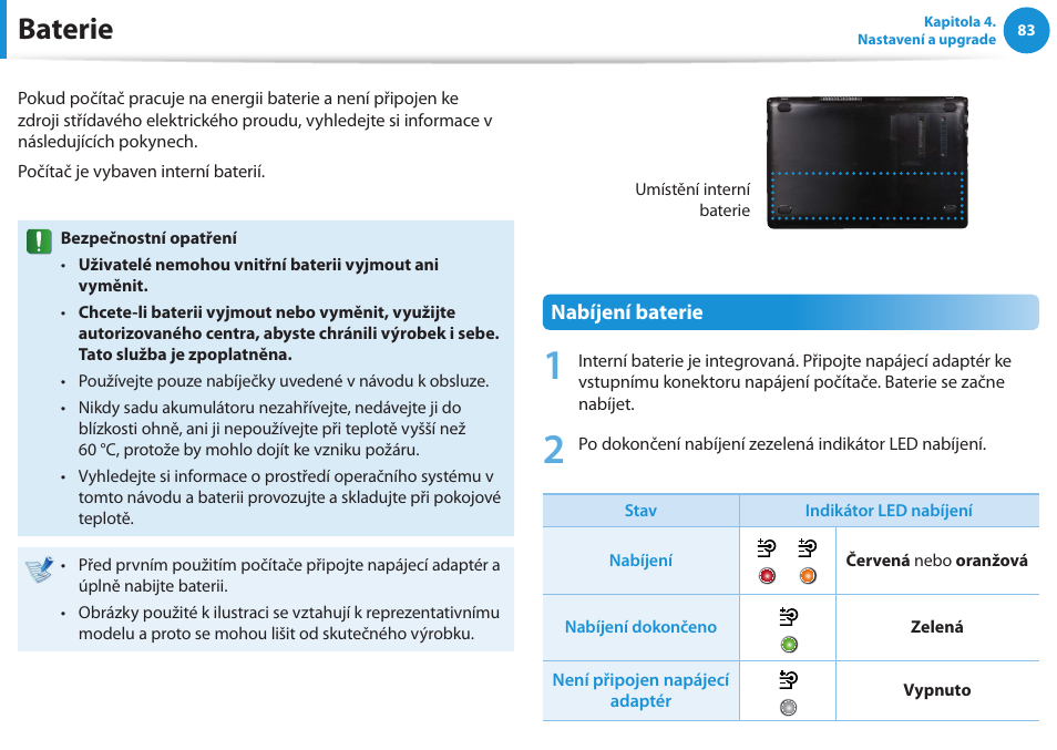 Baterie | Samsung NP370R5E User Manual | Page 84 / 133