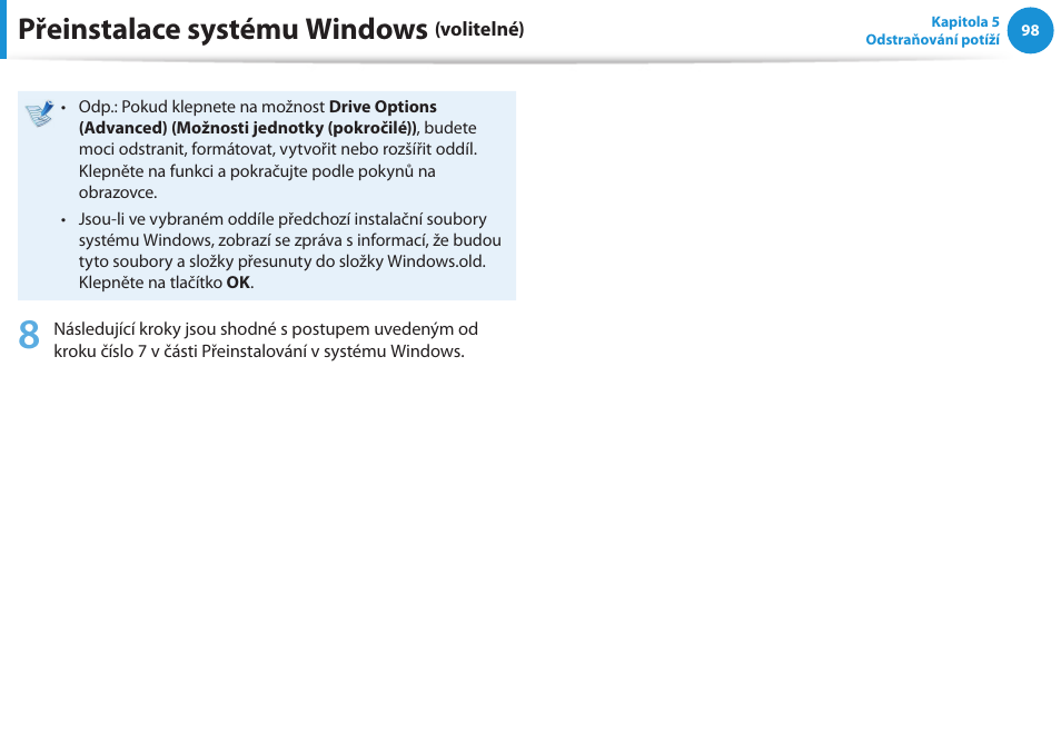 Přeinstalace systému windows | Samsung NP370R5E User Manual | Page 99 / 133