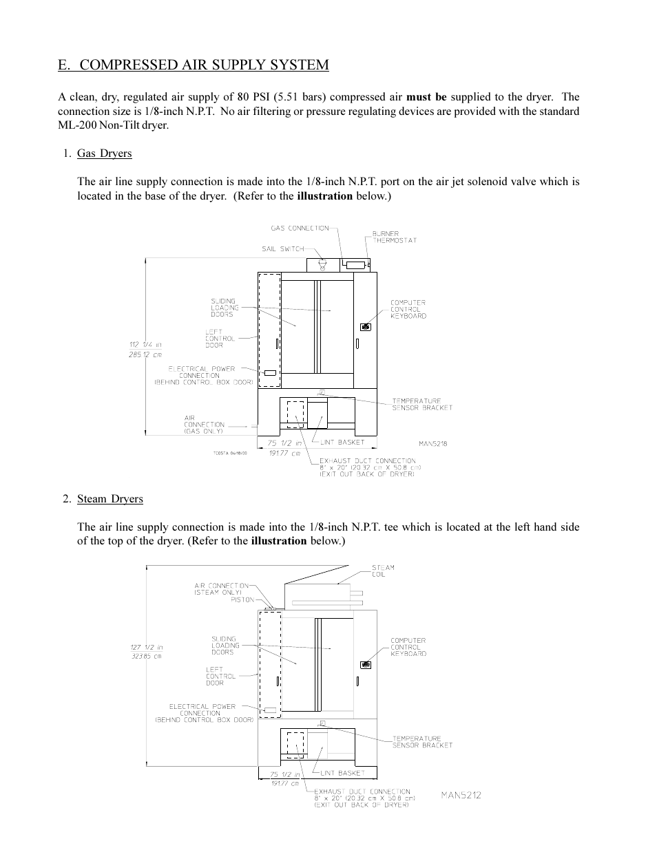 E. compressed air supply system | American Dryer Non-Tilting Phase 5 ML-200 User Manual | Page 20 / 59