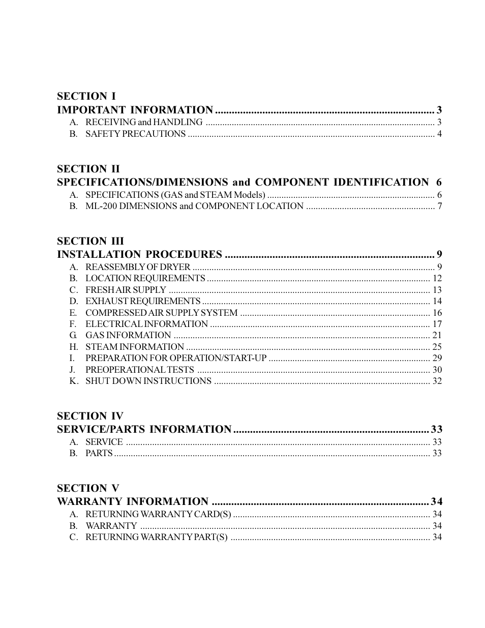 American Dryer Non-Tilting Phase 5 ML-200 User Manual | Page 5 / 59