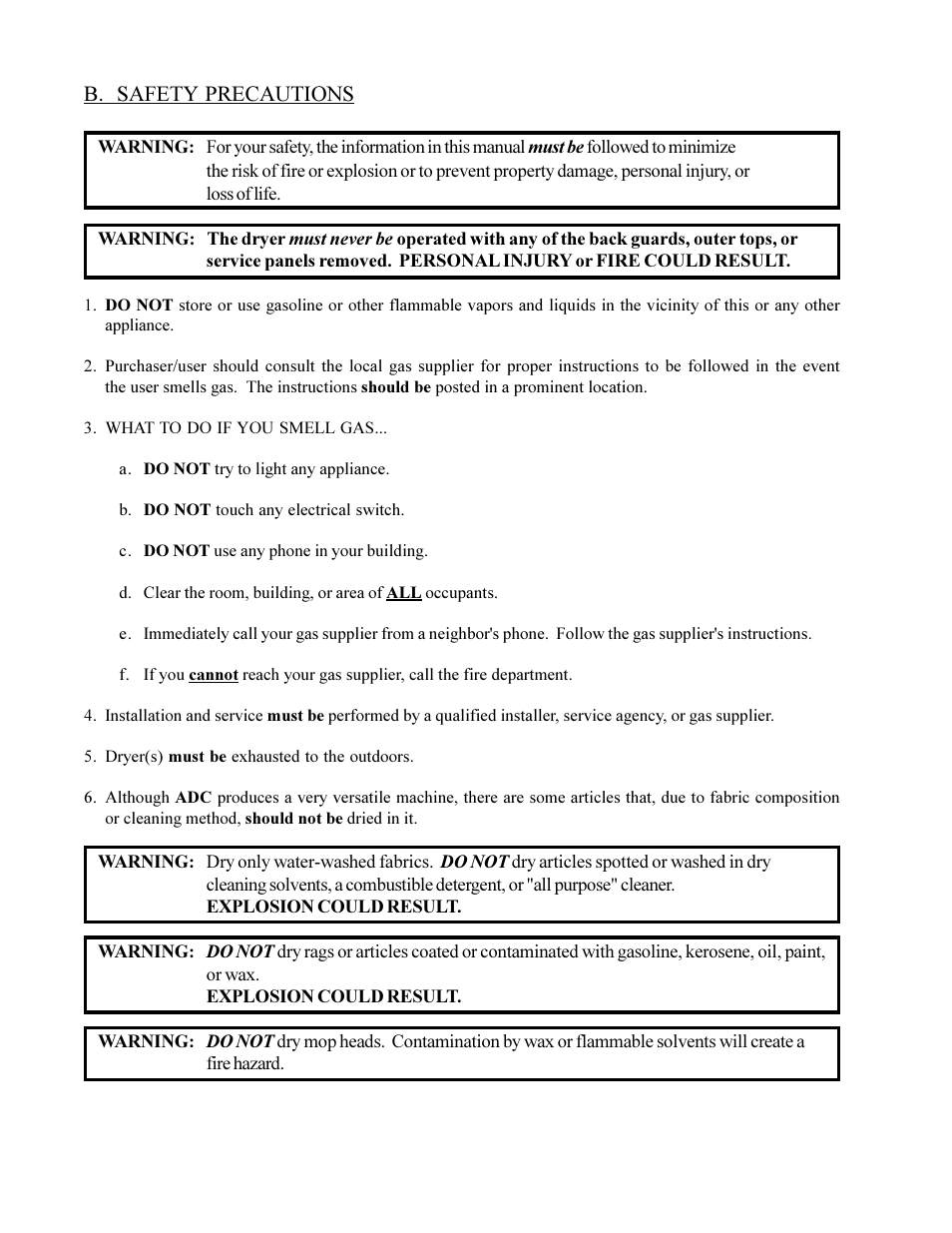 American Dryer Non-Tilting Phase 5 ML-200 User Manual | Page 8 / 59