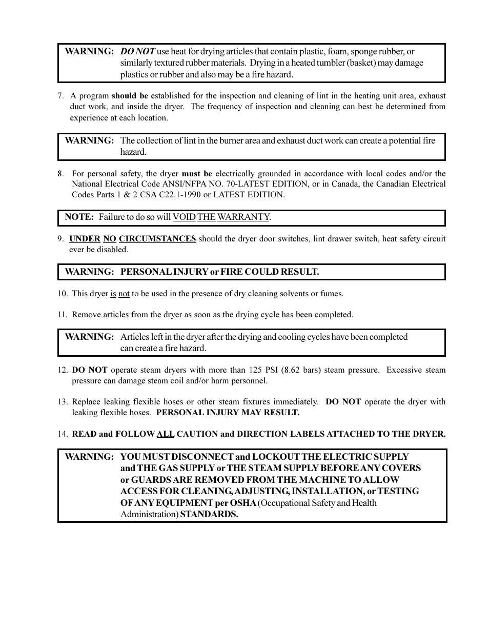 American Dryer Non-Tilting Phase 5 ML-200 User Manual | Page 9 / 59