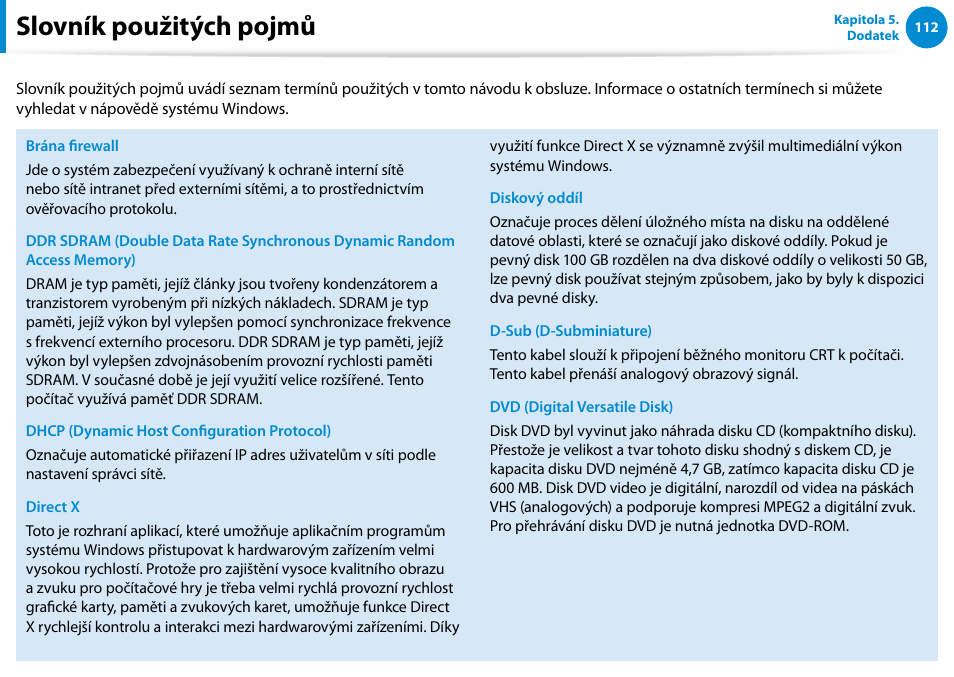 Slovník použitých pojmů | Samsung XE500T1C User Manual | Page 113 / 117