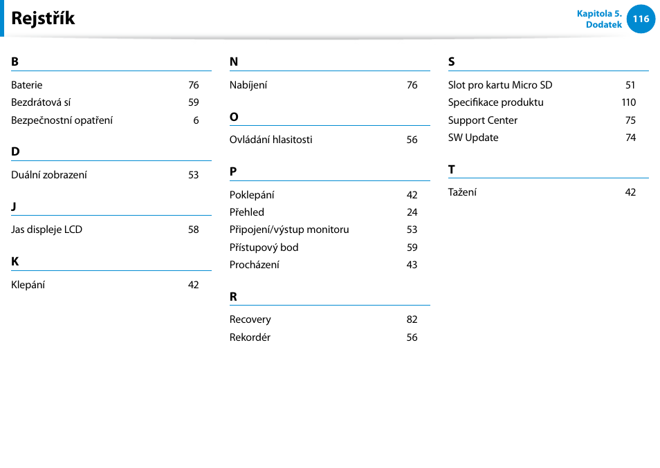 Rejstřík | Samsung XE500T1C User Manual | Page 117 / 117