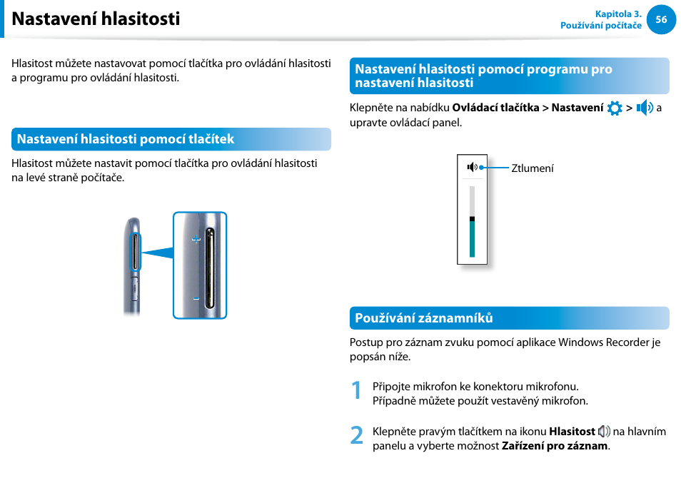 Nastavení hlasitosti | Samsung XE500T1C User Manual | Page 57 / 117