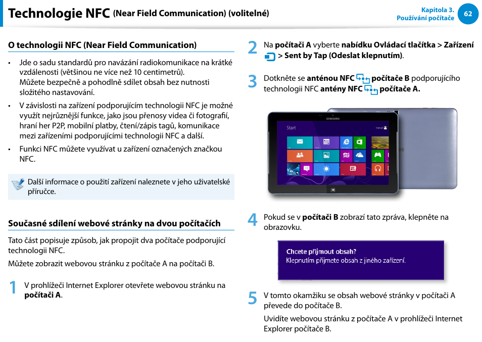 Technologie nfc (near field communication), Volitelné), Technologie nfc | Samsung XE500T1C User Manual | Page 63 / 117