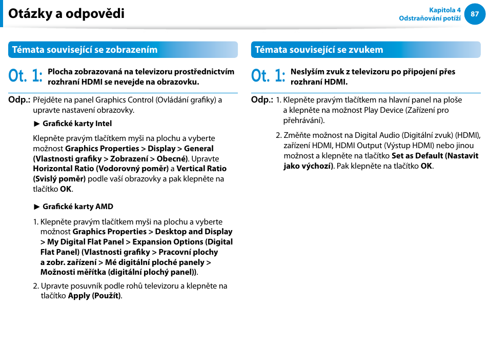 Ot. 1, Otázky a odpovědi | Samsung XE500T1C User Manual | Page 88 / 117