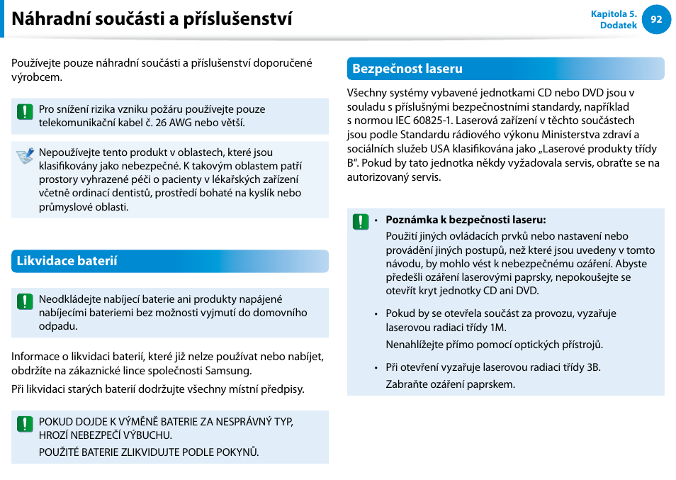 Náhradní součásti a příslušenství | Samsung XE500T1C User Manual | Page 93 / 117