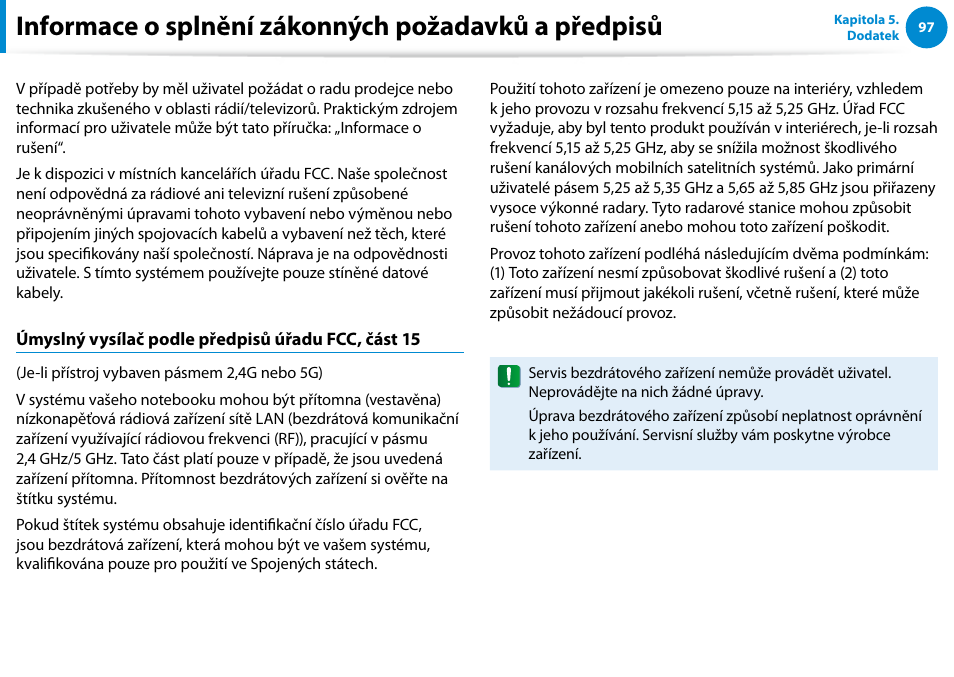 Informace o splnění zákonných požadavků a předpisů | Samsung XE500T1C User Manual | Page 98 / 117