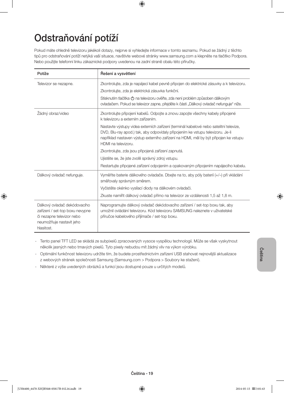 Odstraňování potíží | Samsung UE48H6400AW User Manual | Page 151 / 353