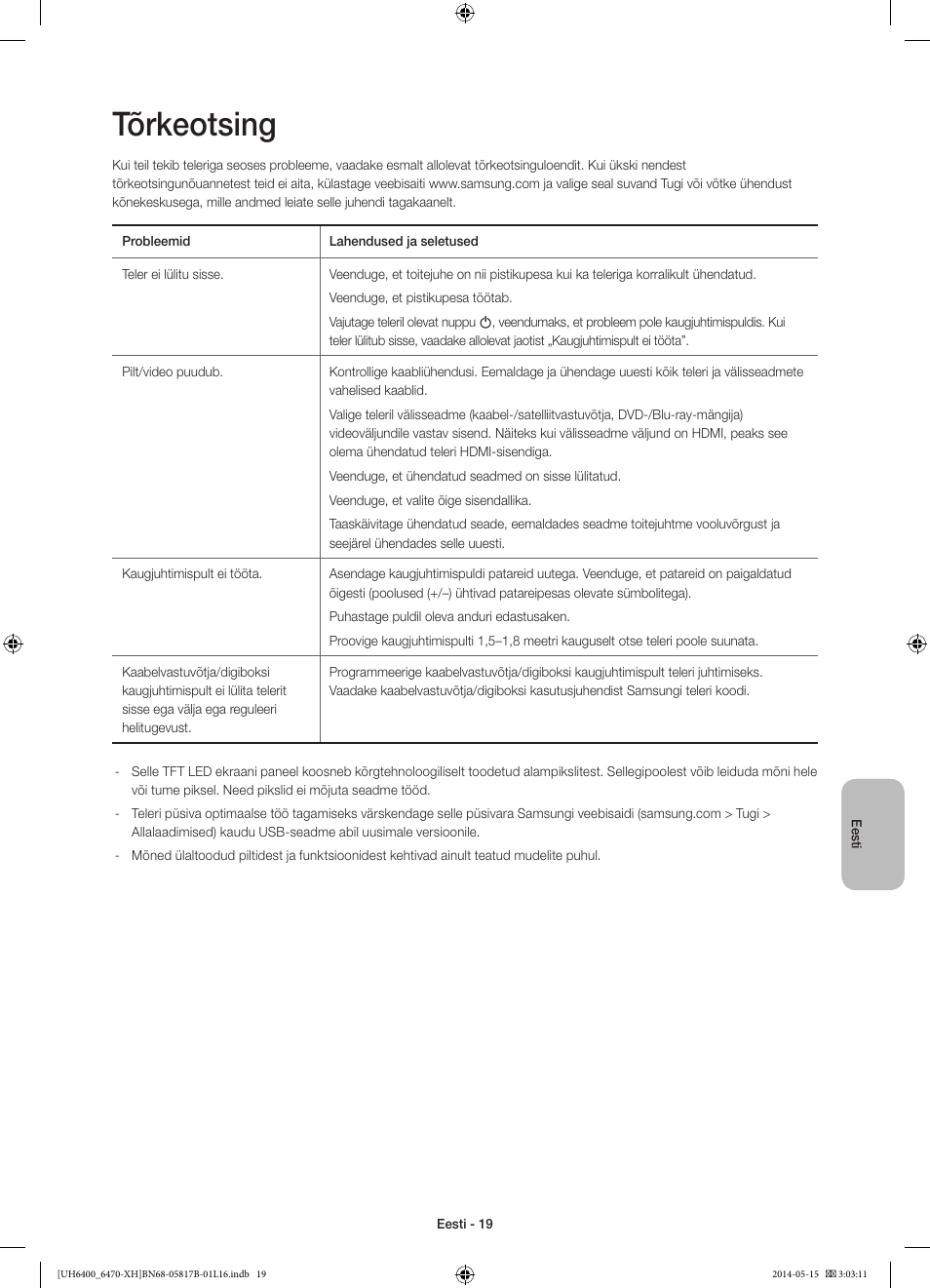 Tõrkeotsing | Samsung UE48H6400AW User Manual | Page 349 / 353