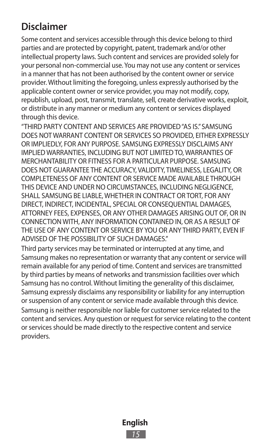 Disclaimer | Samsung GT-P5200 User Manual | Page 16 / 558