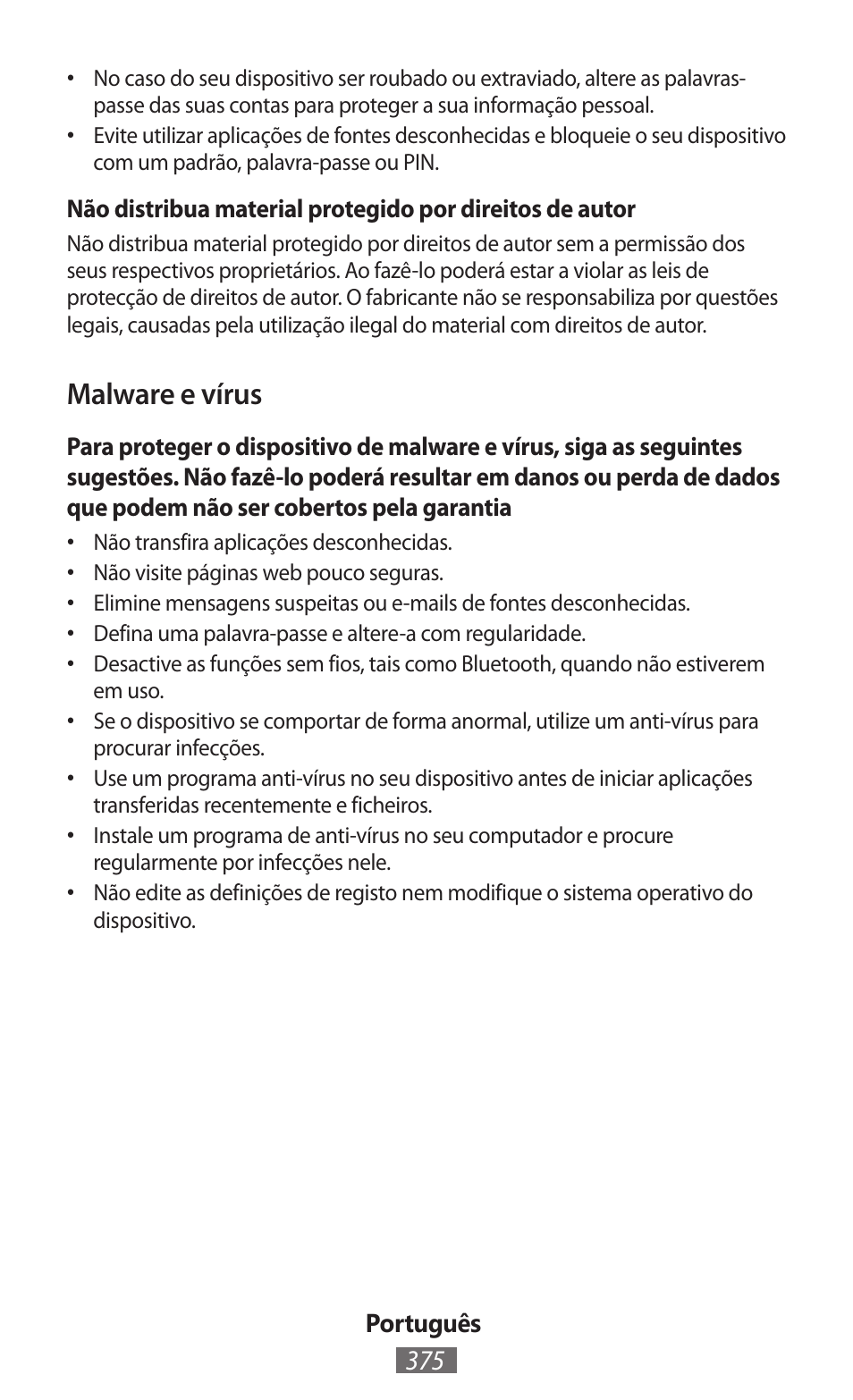 Malware e vírus | Samsung GT-P5200 User Manual | Page 376 / 558