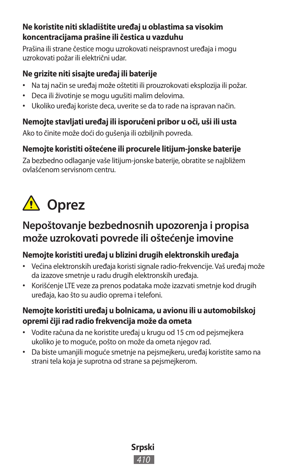 Oprez | Samsung GT-P5200 User Manual | Page 411 / 558