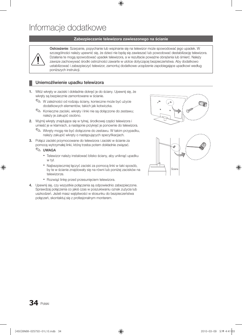 Informacje dodatkowe | Samsung PS42C450B1W User Manual | Page 114 / 401