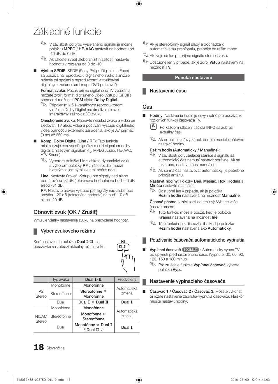 Základné funkcie, Obnoviť zvuk (ok / zrušiť) | Samsung PS42C450B1W User Manual | Page 298 / 401