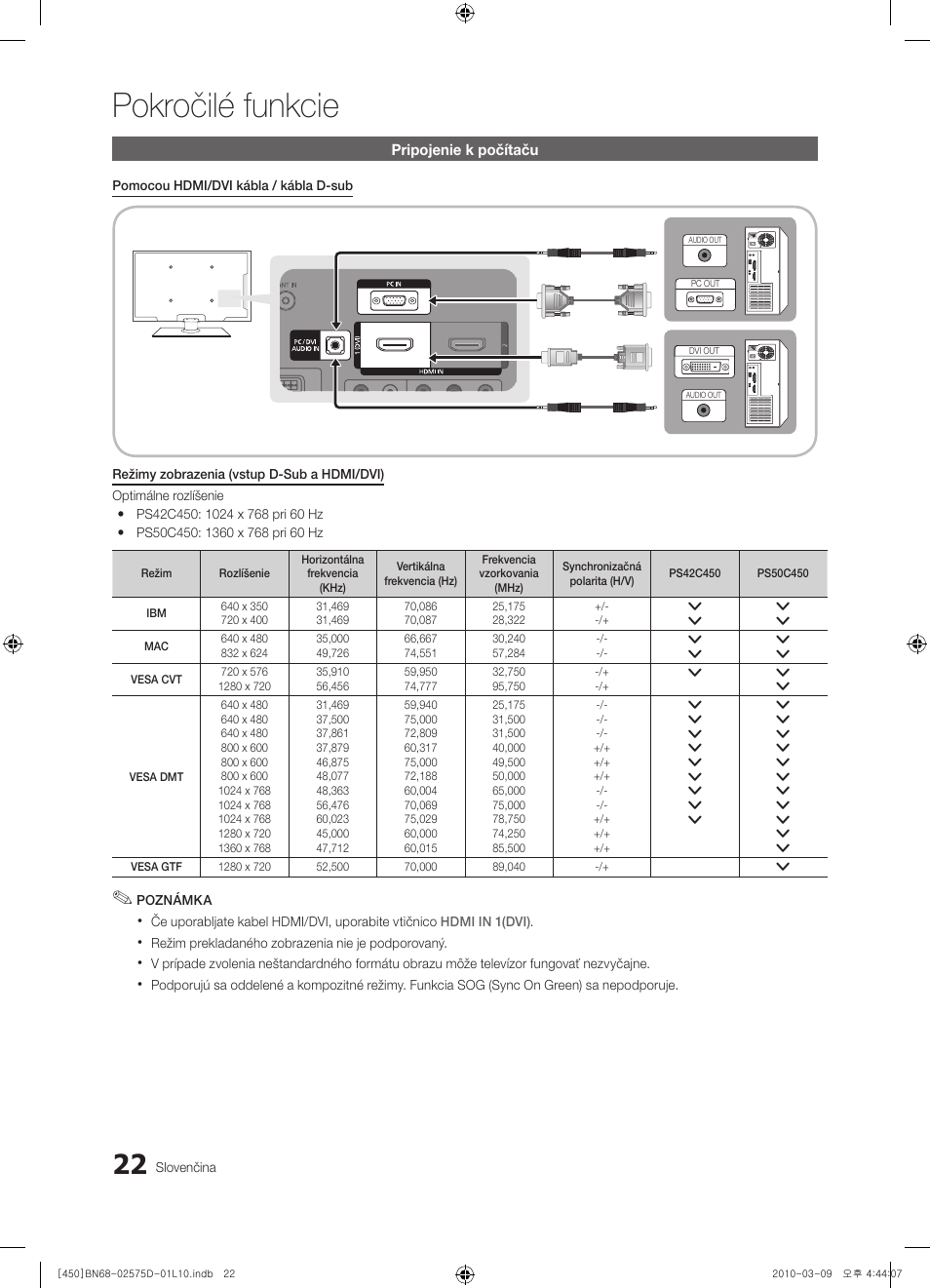 Pokročilé funkcie | Samsung PS42C450B1W User Manual | Page 302 / 401