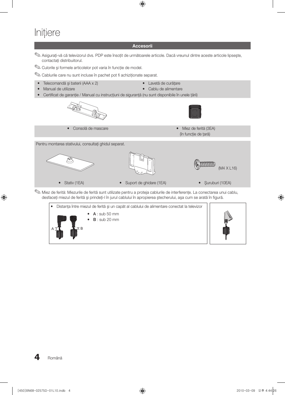 Iniţiere | Samsung PS42C450B1W User Manual | Page 324 / 401